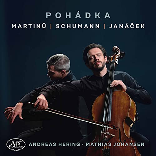 CD cover featuring two musicians with a cello, dark background.