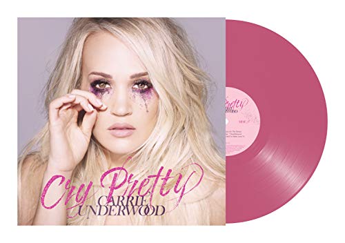 Carrie Underwood’s “Cry Pretty” vinyl record with pink disc and cover art.