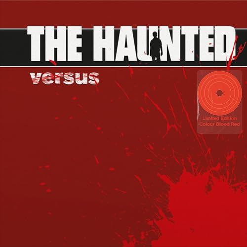 Red album cover for "The Haunted - Versus" with a vinyl record image.