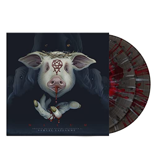 Vinyl record cover featuring a pig’s head with a crown of thorns and red splatters.