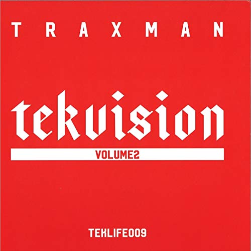 Red vinyl record cover with white text: "Traxman Tekvision Volume 2".
