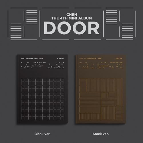 Chen's "Door" album cover, showing black and brown versions with grid patterns.