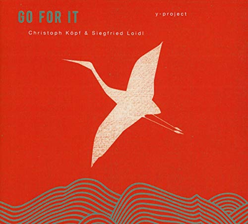 Red CD cover with a white bird silhouette and blue wave lines.