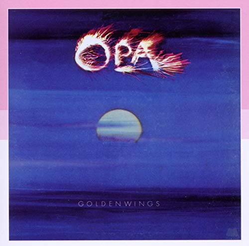 CD cover for Opa’s Goldenwings, featuring a fiery, winged shape over water.