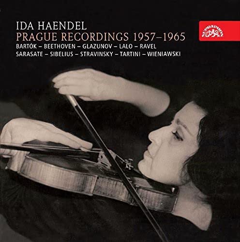 Ida Haendel playing violin, album cover for Prague Recordings 1957-1965.