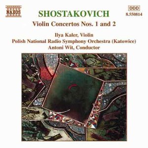 CD cover for Shostakovich violin concertos featuring abstract art.