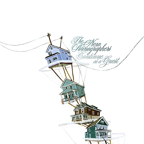 Album cover for The New Pornographers’ “Continue as a Guest” with stacked houses.