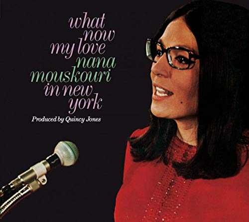 Nana Mouskouri album cover with a microphone and text in pink.