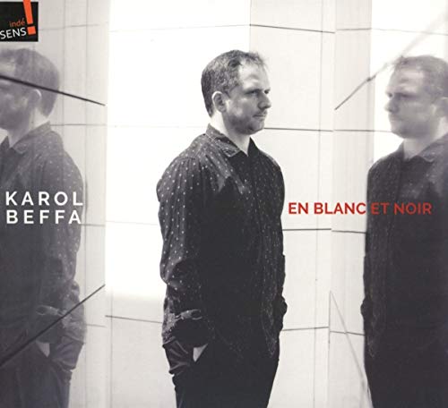 Black and white CD cover featuring Karol Beffa’s portrait with reflections.