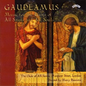CD cover: religious artwork depicting Jesus with text "Gaudeamus" and choir details.