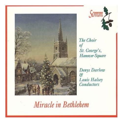 CD cover: winter church scene with people and a Christmas tree.