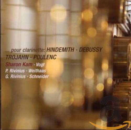 CD cover for clarinet music by Hindemith, Debussy, Trojahn, and Poulenc.