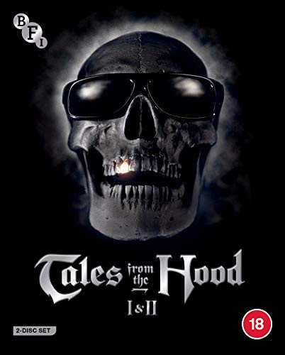 Blu-ray cover featuring a skull wearing sunglasses with a gold tooth on black background.