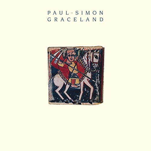 Album cover for Paul Simon's Graceland featuring a stylized illustration of a horseman.
