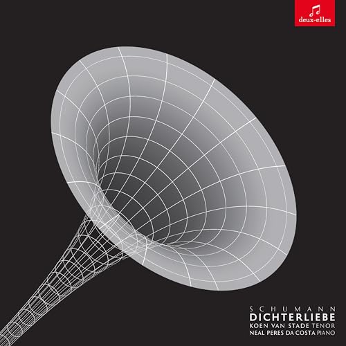 CD cover with a wireframe funnel design and text: "Dichterliebe".