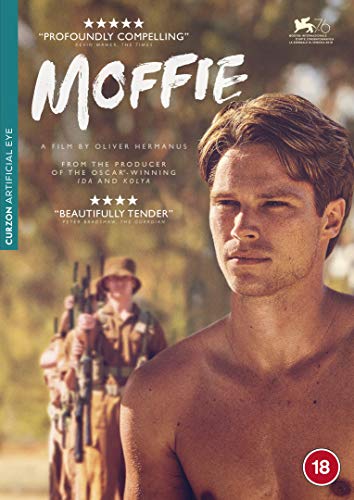 DVD cover for "Moffie" featuring a young man and soldiers.