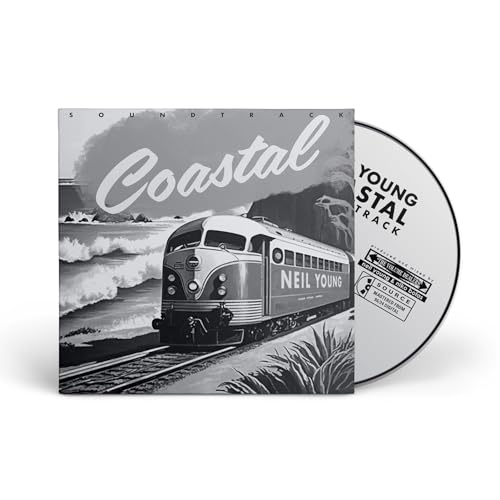 Neil Young's "Coastal" CD with a train image and silver disc.