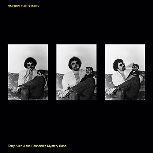 Black and white album cover featuring a man with a puppet, repeated three times.