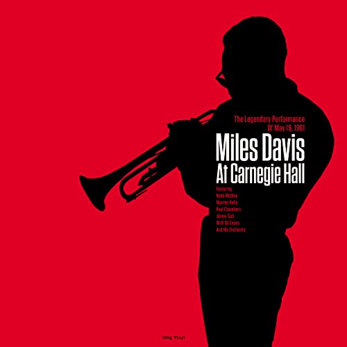 Red album cover with a silhouette of Miles Davis playing trumpet.