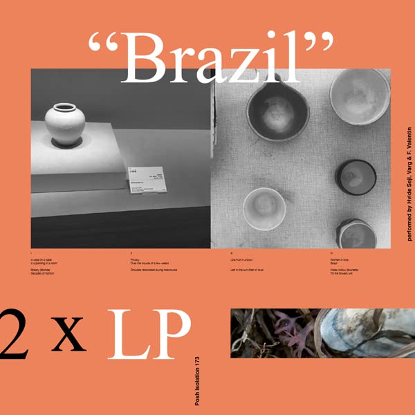 Vinyl record of āBrazilā by Hvide Sejl, Varg & F. Valentin, with cover art.