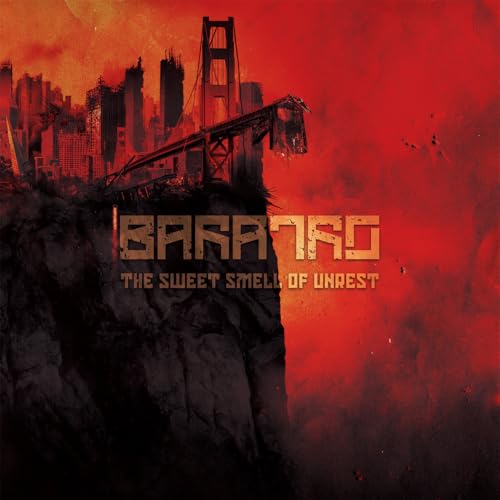 Album cover: ruined cityscape with a bridge, fiery red and black tones.