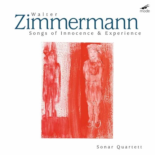 CD cover for Walter Zimmermann’s “Songs of Innocence & Experience” with red figures.