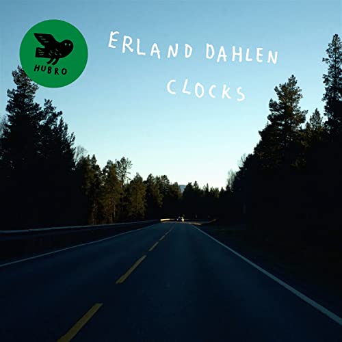 CD cover for Erland Dahlen’s “Clocks” featuring a road and trees.