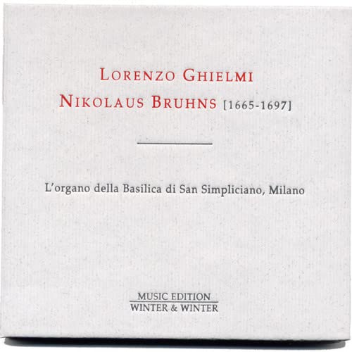 White CD cover with red and black text for Nikolaus Bruhns organ works.