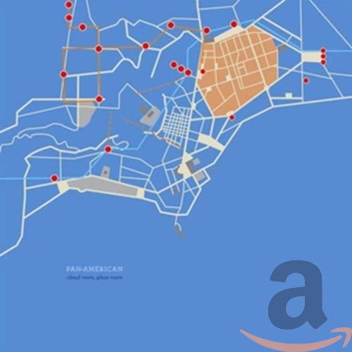 Blue album cover with abstract map design and band name "Pan American".
