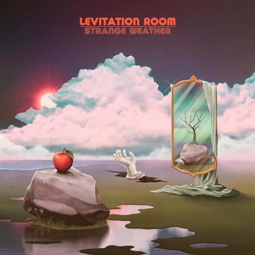 CD cover: apple, hand, mirror, and cloudy sky landscape.