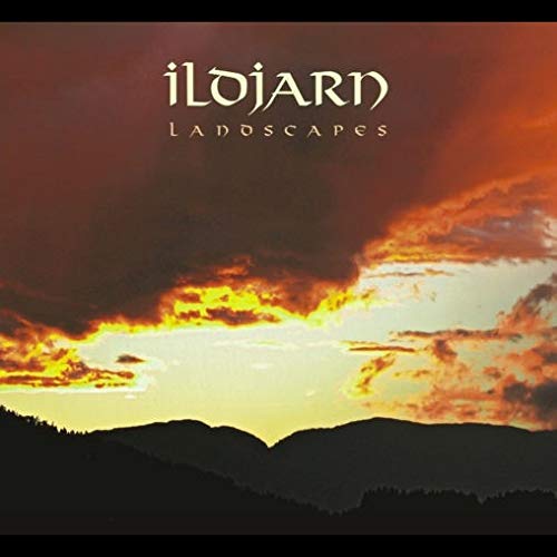 CD cover for Ildjarn’s “Landscapes” with a fiery sunset landscape.