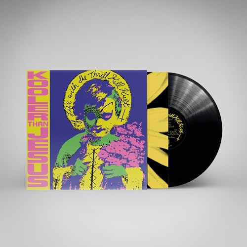 Vinyl record with colorful cover art featuring a portrait and text.