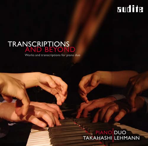 Hands playing a piano, album cover for “Transcriptions and Beyond.”