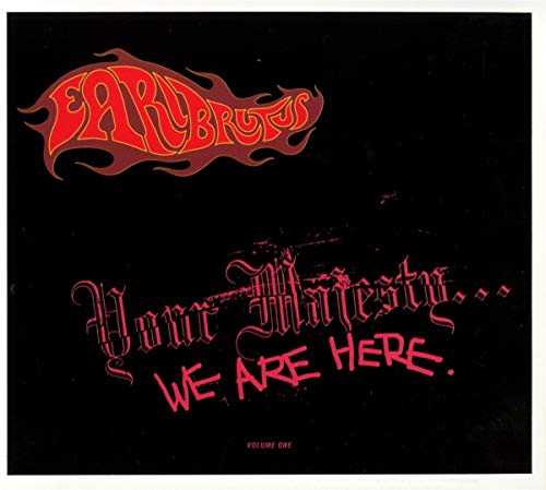 Black album cover with red text and flame design, featuring band and album title.