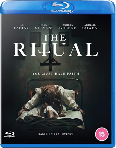 Blu-ray cover for horror film "The Ritual" featuring a distressed figure.