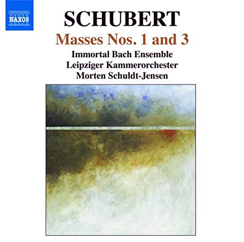 CD cover for Schubert Masses Nos. 1 and 3, abstract painting.