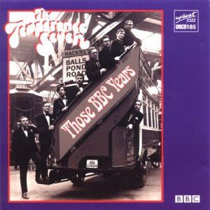 CD cover: Temperance Seven band members on a London double-decker bus.