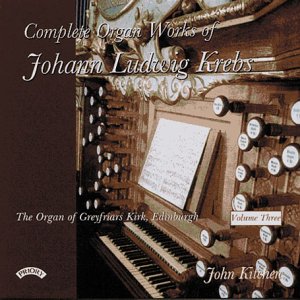 CD cover featuring an ornate pipe organ console, text reading "Johann Ludwig Krebs".