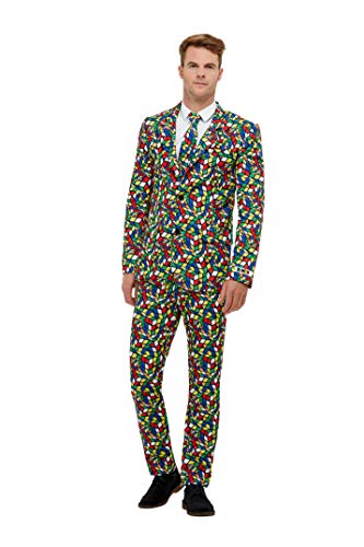 Smiffys 40389M Officially Licensed Rubik's Cube Suit, Men, Multi-Colour, M - Size 38"-40"