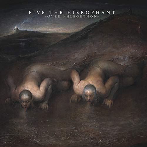 Album cover: dark, surreal landscape with figures emerging from earth.