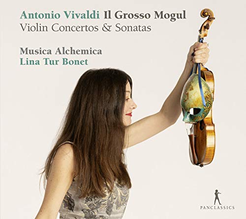 CD cover: woman with violin decorated with a painted mask.