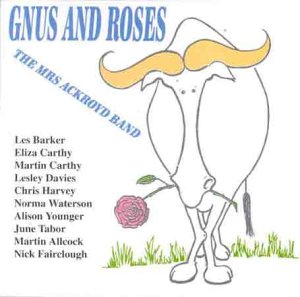 CD cover: cartoon gnu with mustache, text listing band members.