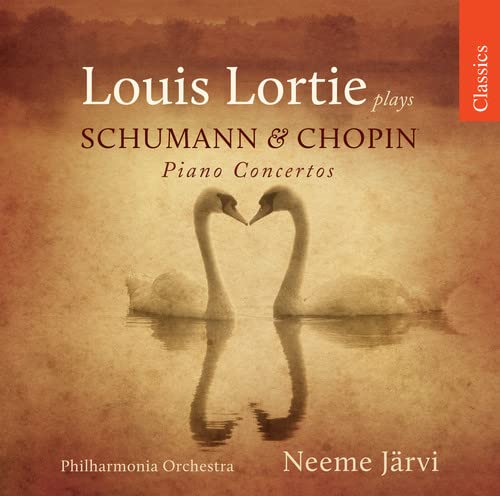CD cover featuring two swans on a misty lake, text details composers.