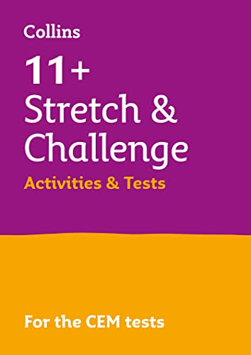 Purple and yellow book cover for 11+ CEM test preparation.