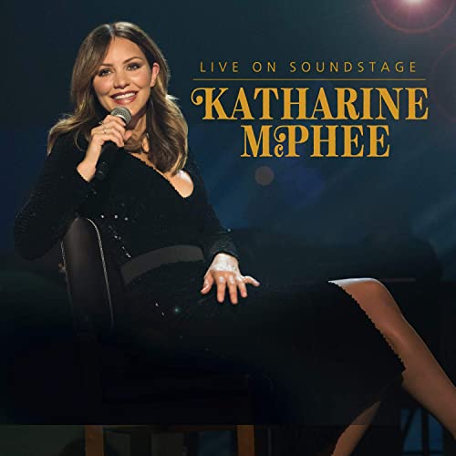 Katharine McPhee on stage with a microphone, album cover for "Live on Soundstage".