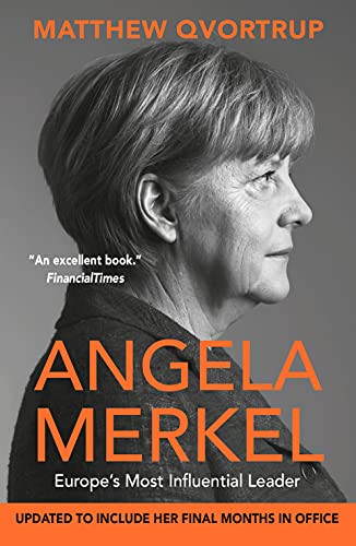 Book cover featuring a portrait of Angela Merkel in grayscale.