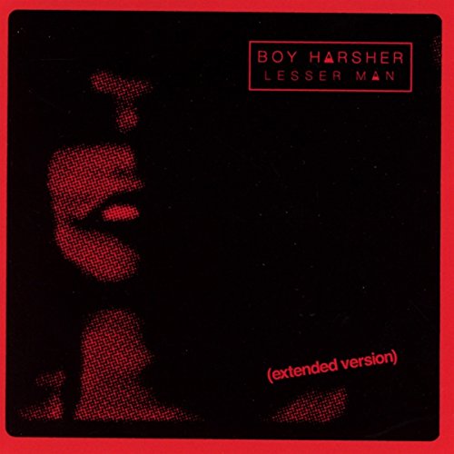 Red and black album cover for Boy Harsher’s “Lesser Man” CD.