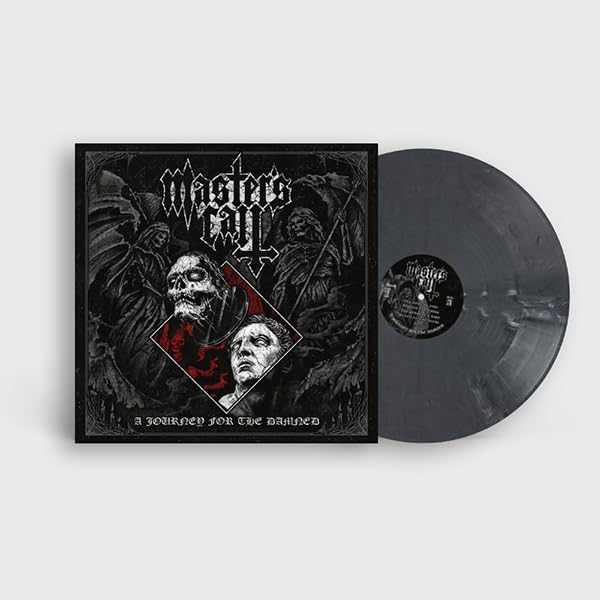 Black and white marbled vinyl record with dark, gothic album artwork.