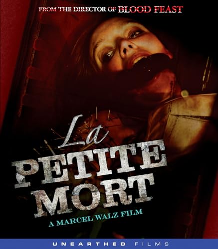 Blu-ray cover for horror film “La Petite Mort” featuring a distressed woman.