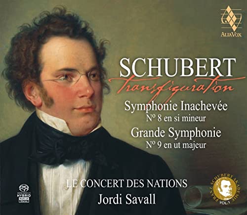 CD cover featuring a portrait of Franz Schubert and text in French.